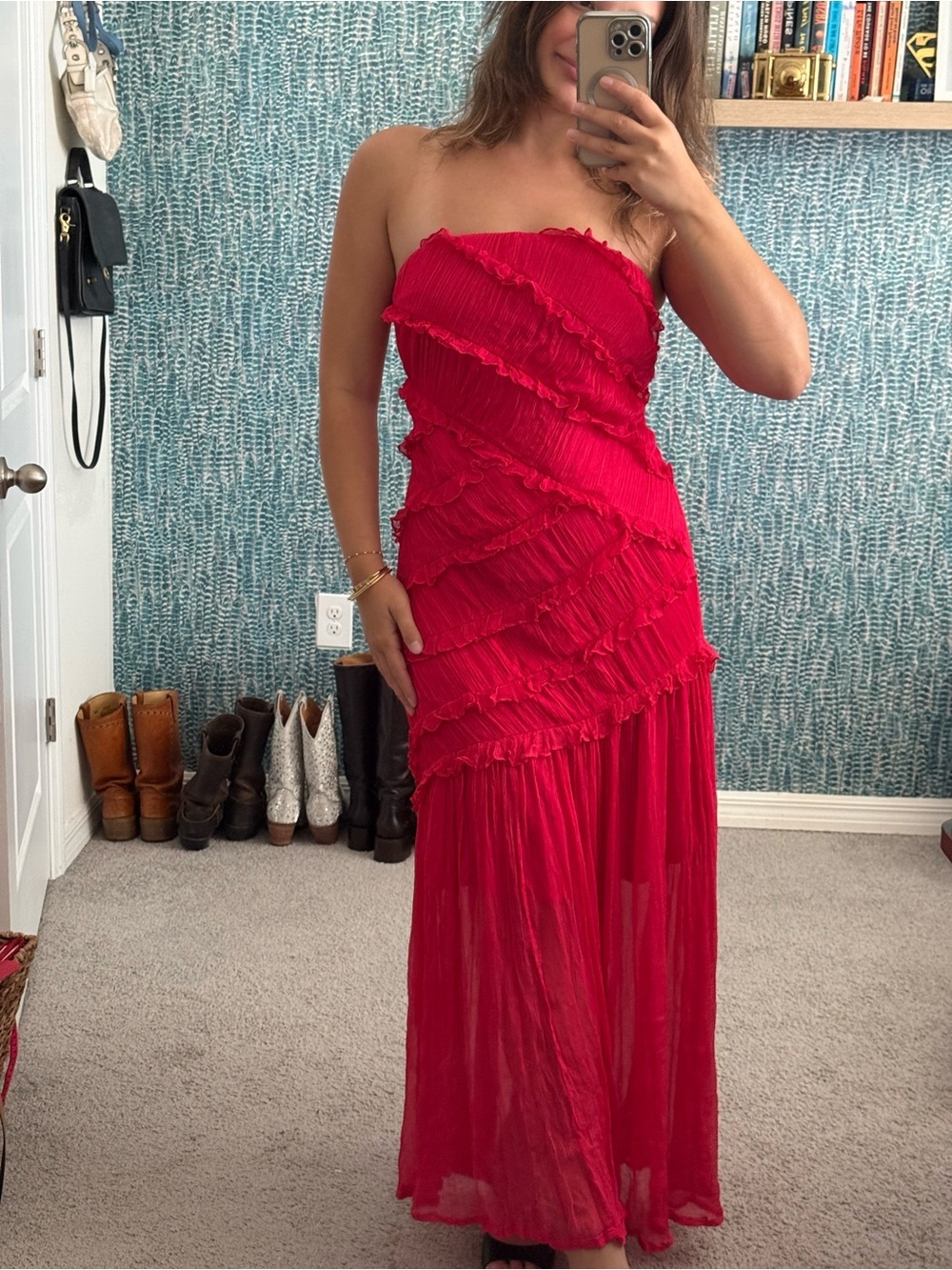 Vineet Bahl Anthropologie Strapless Chiffon Gown
